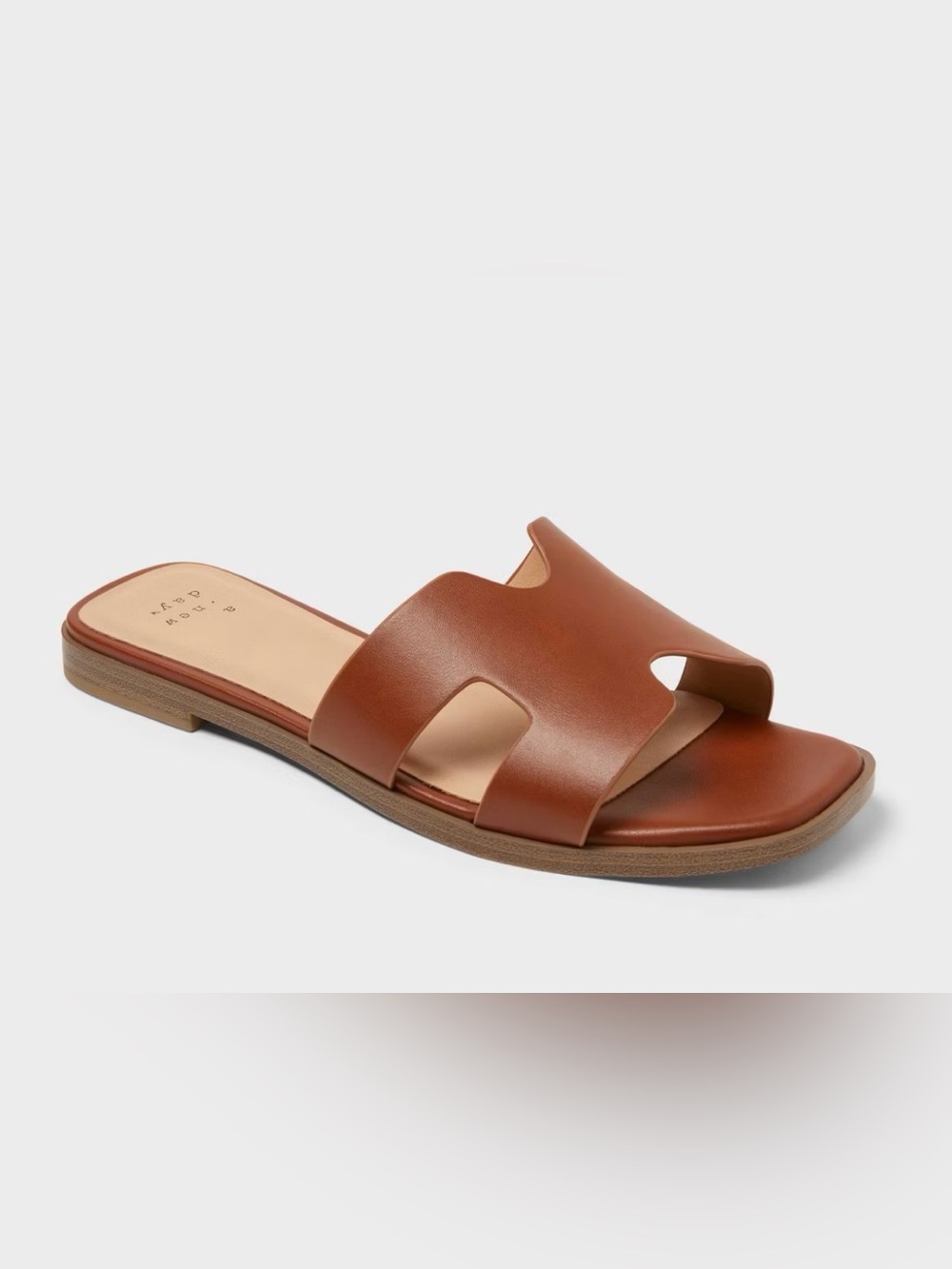 Universal Thread Tan Slide Sandals with Cutout Strap - Picture 1 of 6